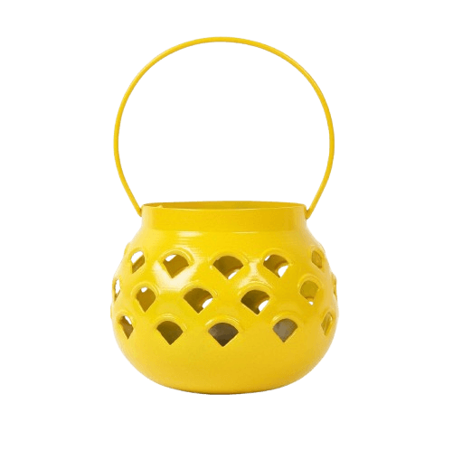 IRON HANGING T-LIGHT HOLDER (YELLOW)